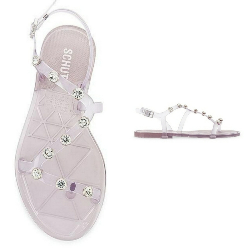 SCHUTZ Bria Clear Rhinestone Sandals 7 nwt